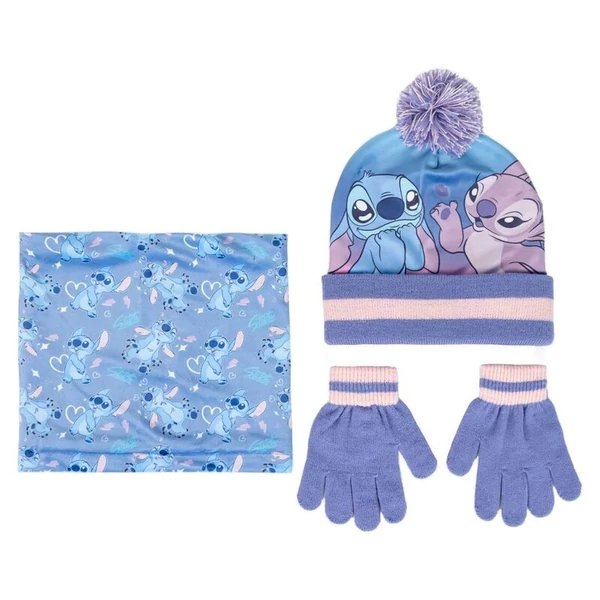 Disney Stitch gyerek téli szett - csősál, sapka, kesztyű