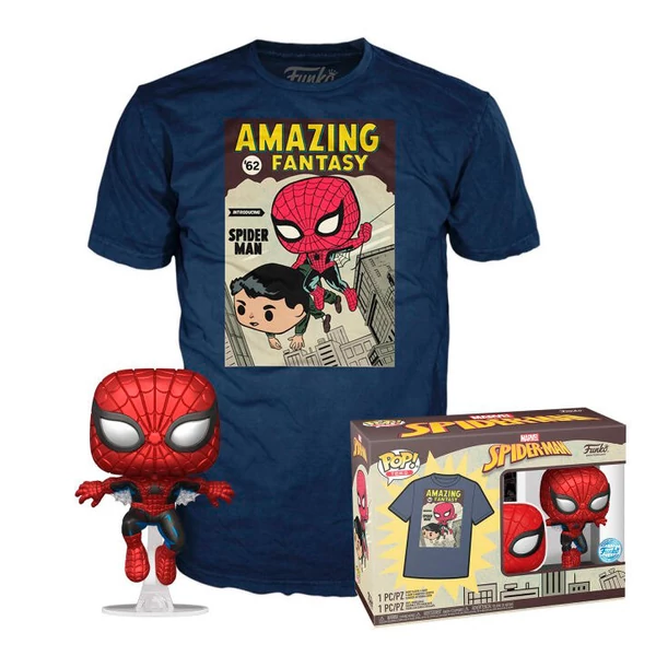 POP figura és póló szett Marvel Spiderman Comic Cover