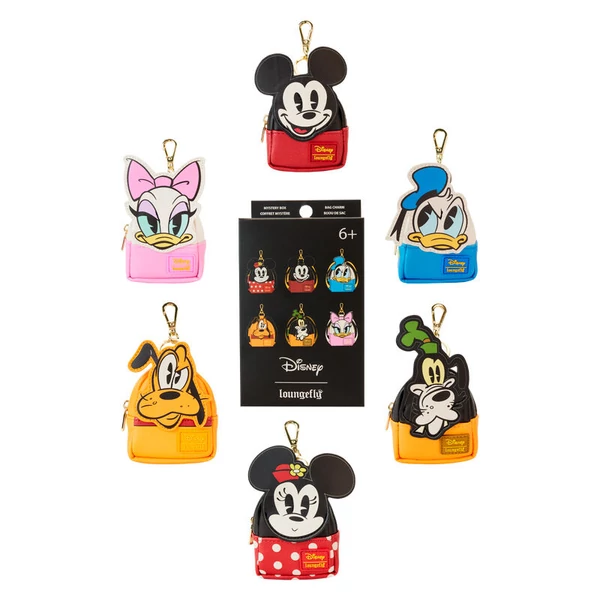 Loungefly Disney Mickey és barátai mini hátizsák kulcstartó meglepetés doboz