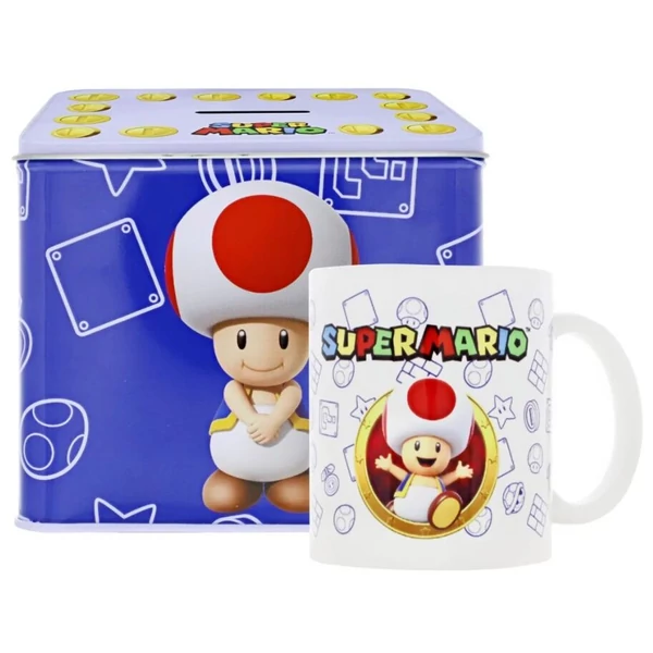 Nintendo Super Mario Bros Toad bögre + persely készlet