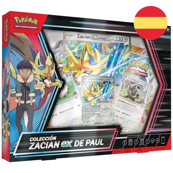 Spanyol Pokémon Zacian Ex de Paul Blister gyűjtői kártya készlet