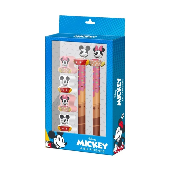 Disney Mickey és Minnie toll + ceruza + 4 radír szett