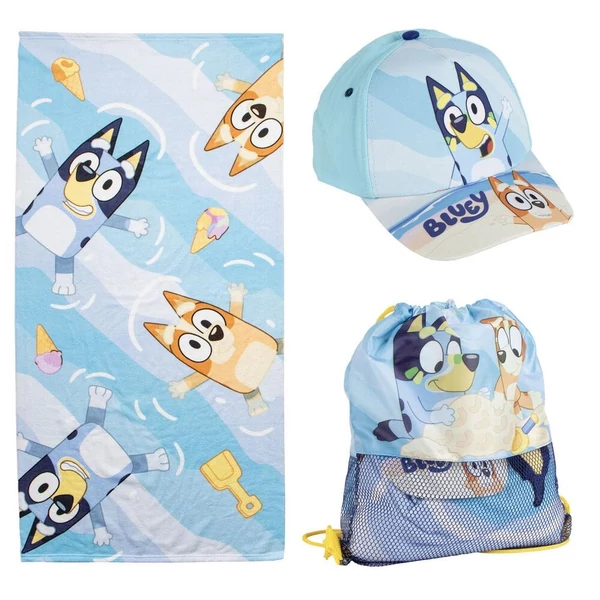Bluey szett: törölköző + táska + sapka