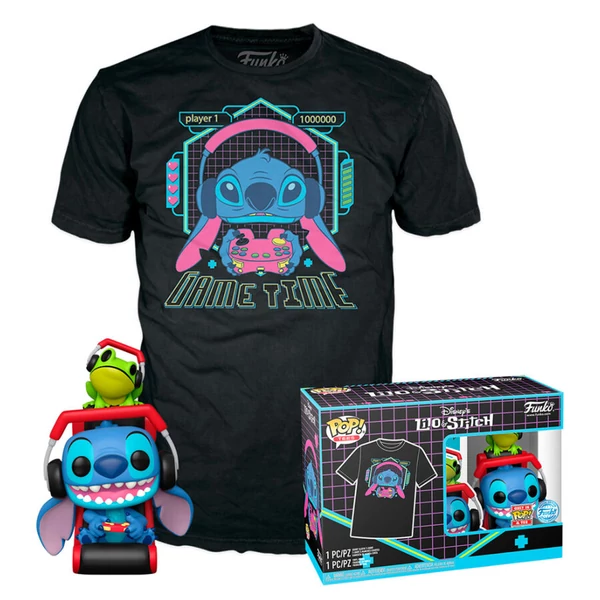 Disney Stitch Gamer Stitch békával POP figura és póló szett