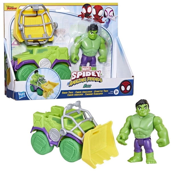 Marvel Spidey és csodálatos barátai Hulk figura és Romboló teherautó készlet