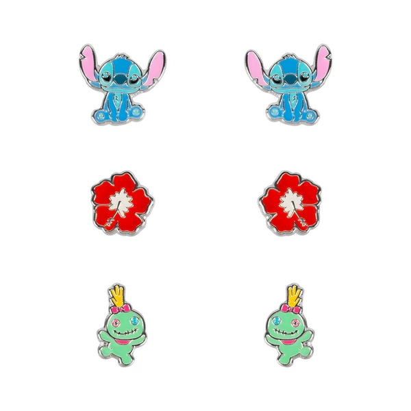 Disney Stitch 3 páras ezüstözött fülbevaló szett