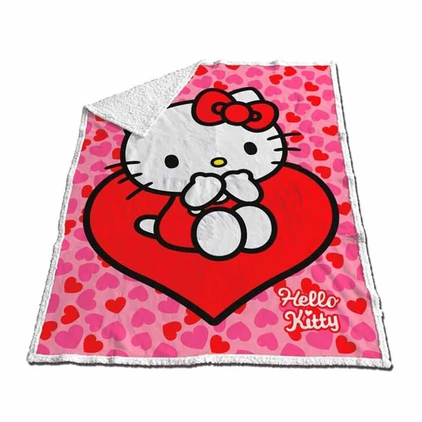Hello Kitty coral sherpa takaró, 120x150 cm