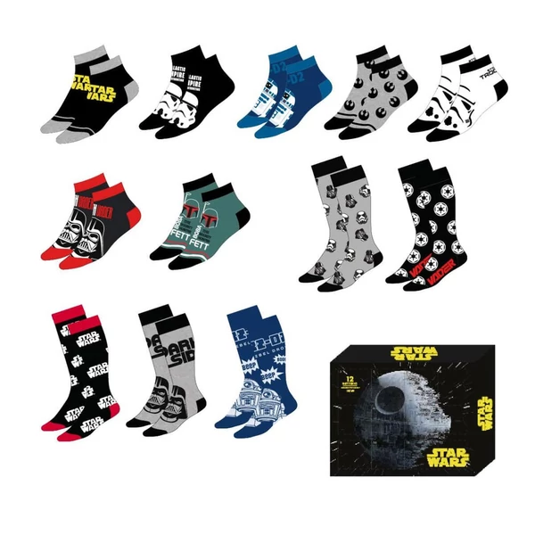 Star Wars válogatott felnőtt zokniszett, 12 pár