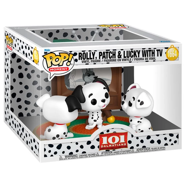 POP figura Moment Disney 101 kiskutya Rolly Patch és Lucky a tévével