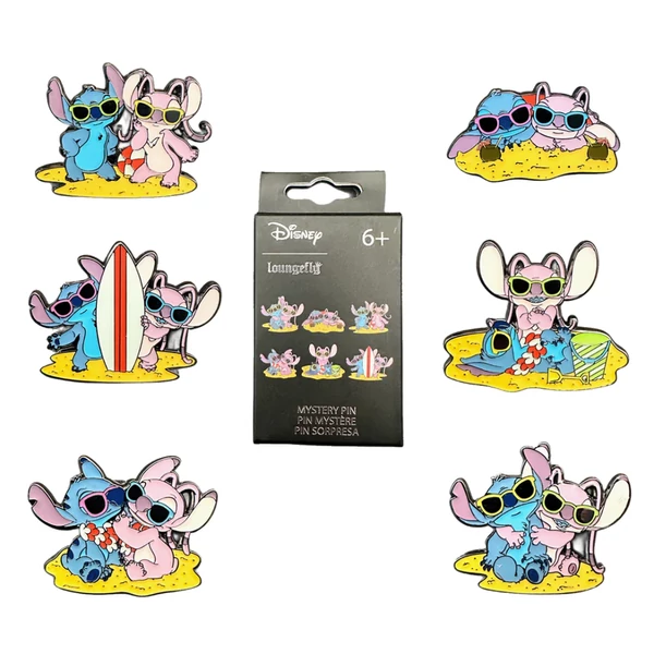 Loungefly Disney Stitch és Angel Mystery Blind Box zománcozott kitűző