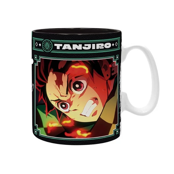 Demon Slayer Bögre 460ml - Tanjiro Fekete-Zöld (2. évad)